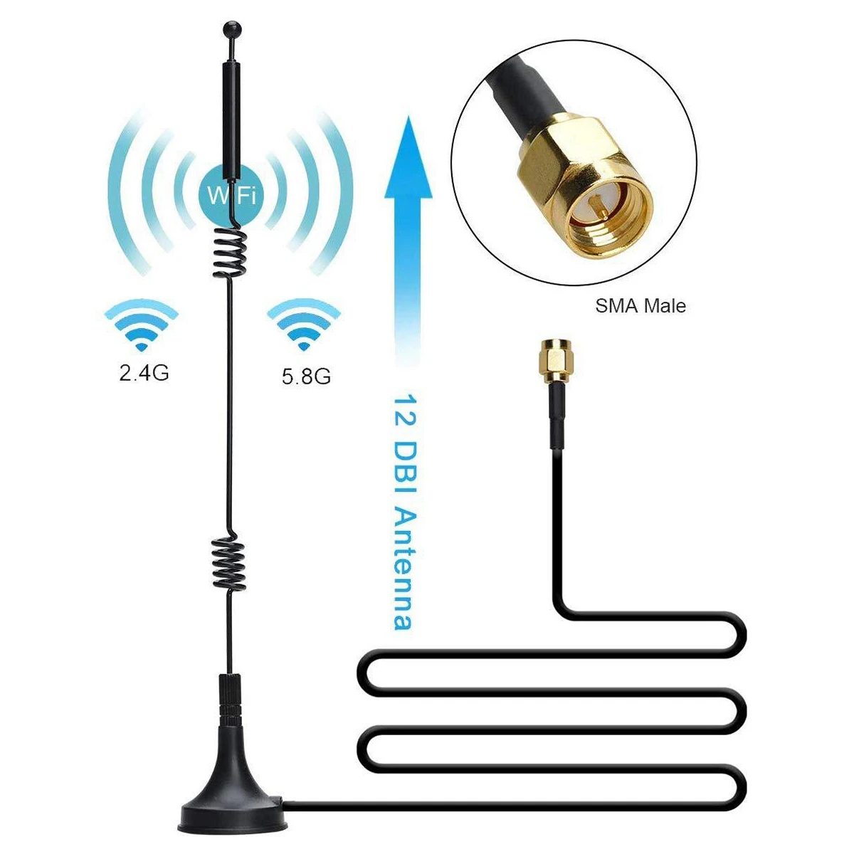 Antena de ventosa pequeña LTE de alta ganancia externa LORA, antena de datos Netcom completa, 2,4G, 5,8G