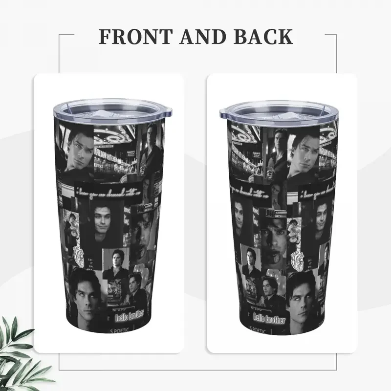 Salvatore The Vampire Diaries 20 Oz Tumbler Vacuum Insulated Thermal Cup with Lid and Straw Stainless Steel Double Wall Mugs