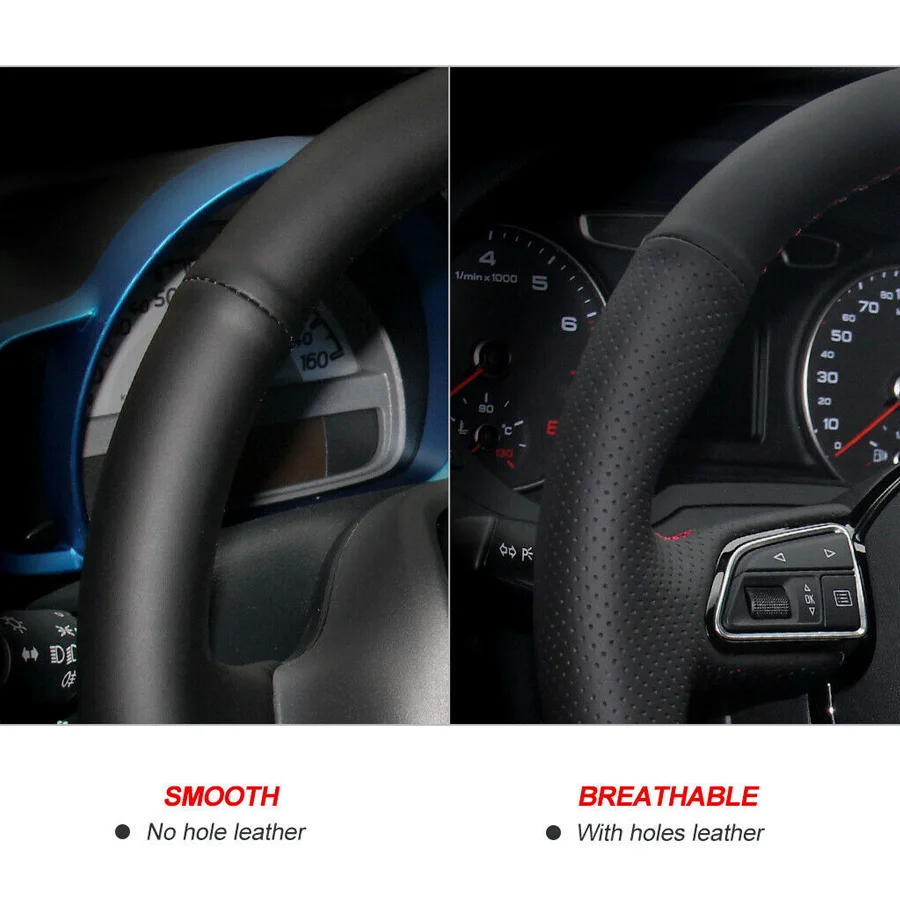 Hand-stitched Non-slip Durable Nappa Leather Alcantara Car Steering Wheel Cover for Toyota Prado 2700 10-16 Interior Accessories