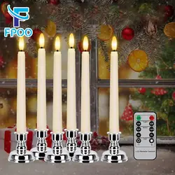 LED Taper Candles With Candlestick Timer Remote 3D Flicker Party Wedding Home Decoration Battery Operated Table Flameless Candle