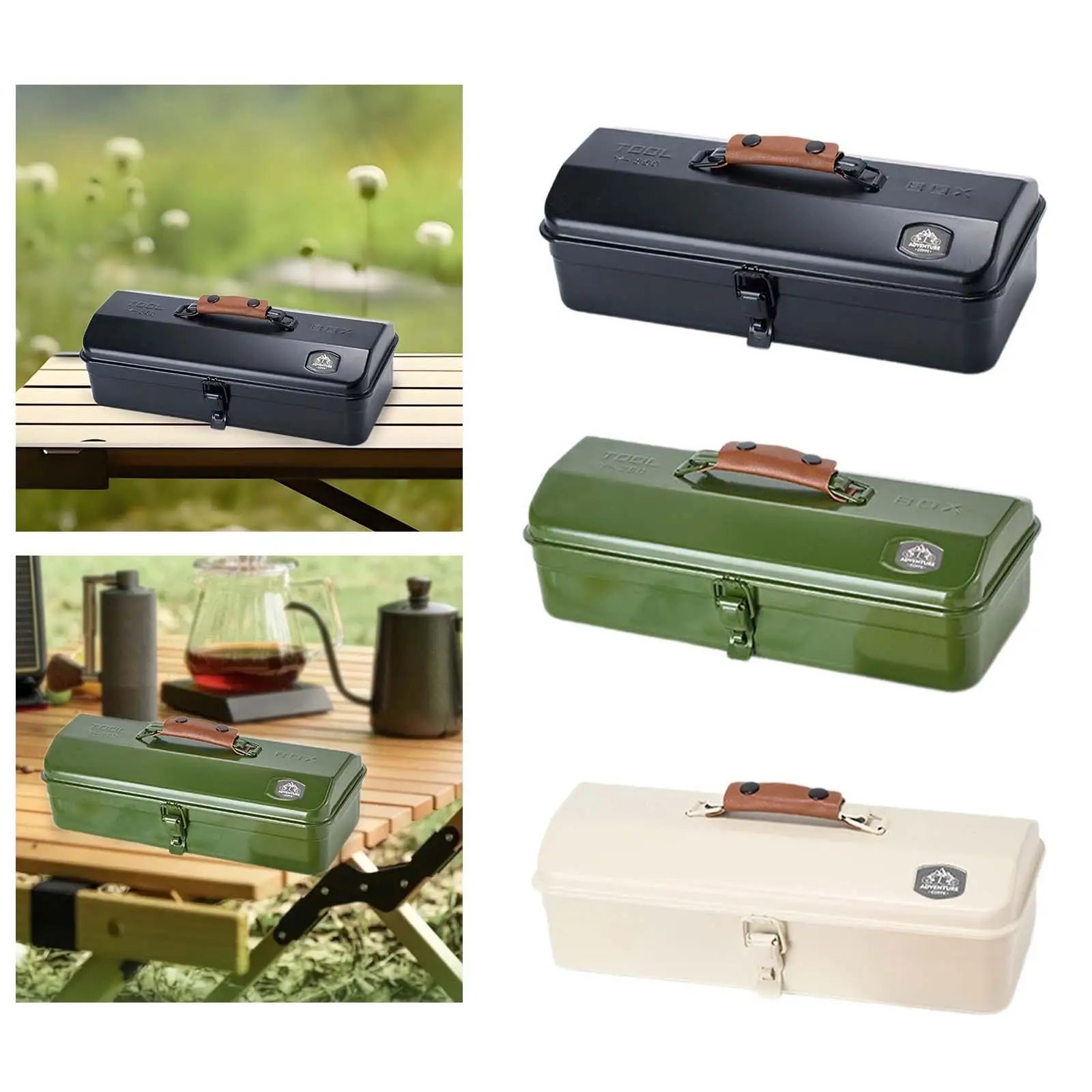 Outdoor Tool Box with Clutch Non Slip Handle Container Multipurpose Tool Storage