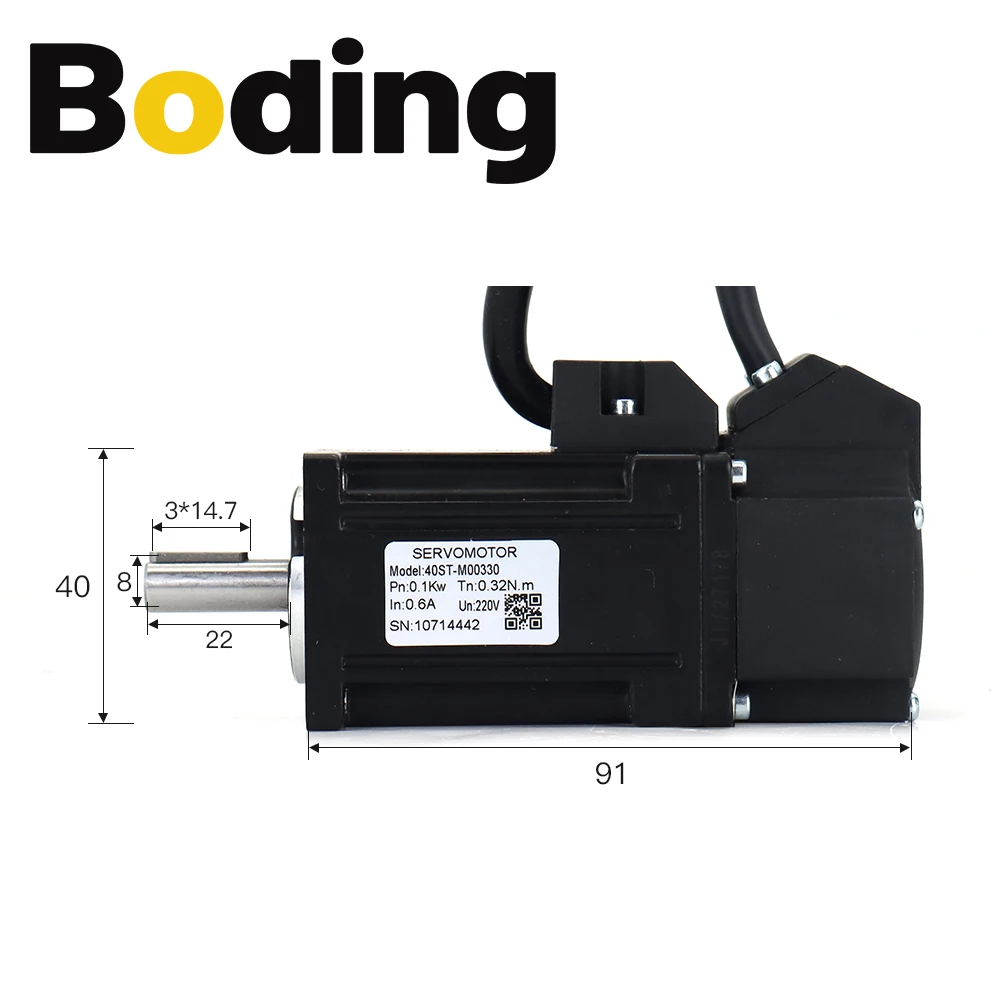 BODING 100W AC Servo Motor Kits 40ST-M00330 0.32N.m 220V 3000RPM Permanent Magnet Match Driver AASD-15A for CNC Engraver Machine