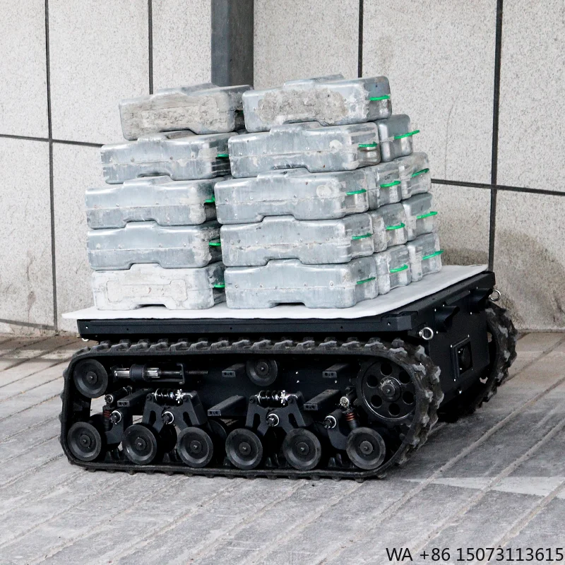 Tracked Chassis Robot for Remote Control Construction Site Transport, Heavy Duty Crawler Platform with Good Traction