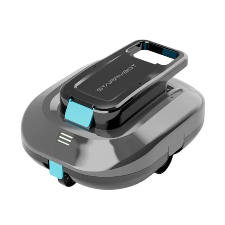 Above-ground flat pool vacuum: cordless robotic cleaner with dual high-efficiency motors strong suction smart self-parking LED