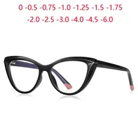 Gafas para miopía con bloqueo de luz azul de 0-0,5-0,75 a-6,0 para mujer, gafas graduadas para miopía con forma de ojo de gato y pierna de primavera