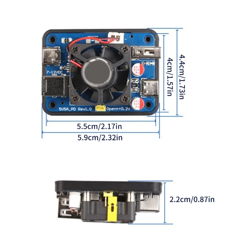 Для модуля питания RPi 5 5V5A 27 Вт PD, индуцированный USB, два входа, широкое напряжение, два выхода F19E