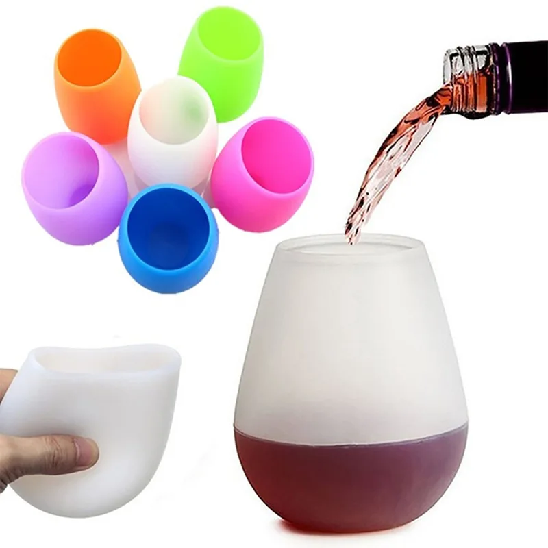 Silikon-Weinbecher, faltbar, bruchsicher, für Party, Camping, Picknick, Bonbonfarben, weiche Wasserbecher