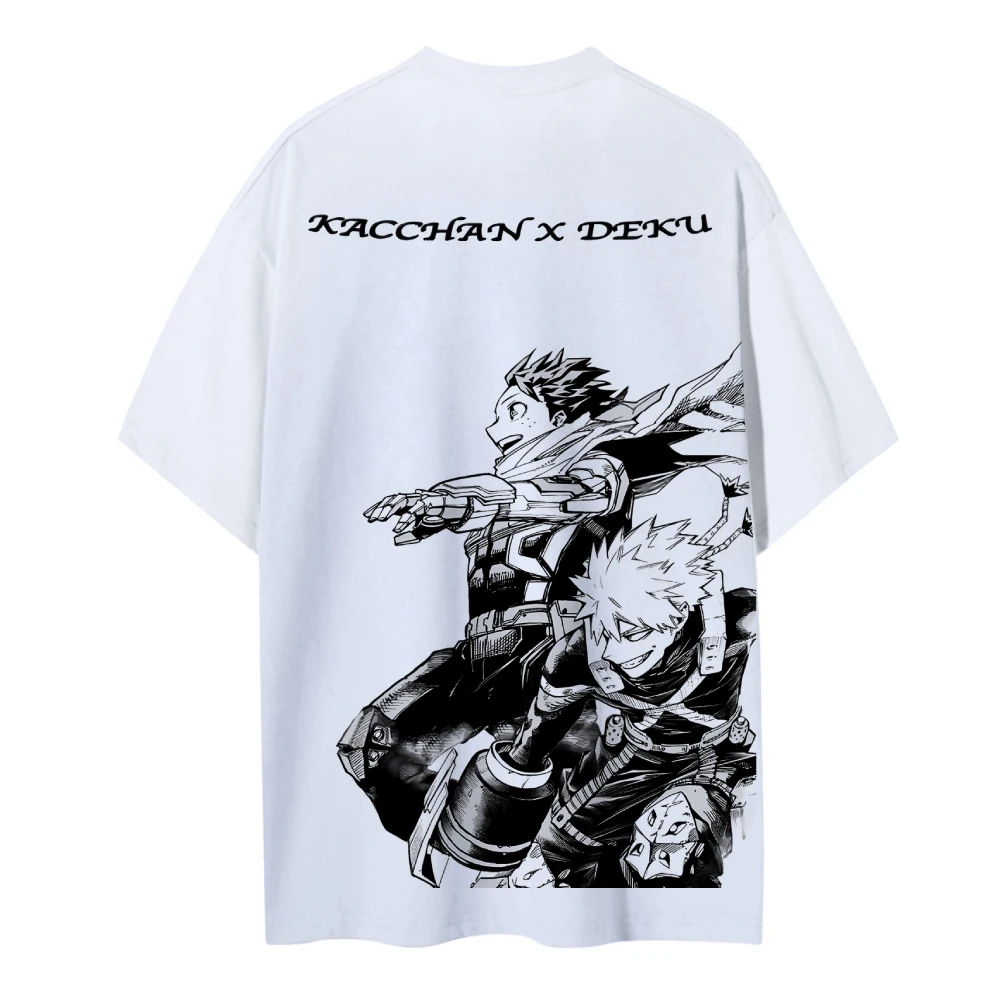 My Hero Academia Kacchan X Deku 2025 Summer Men's Cotton T Shirt Anime Streetwear Casual Short Sleeve Tops for Fans Black Loose - view 2