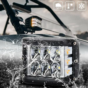 NLpearl-Dual Side Shooter Pod LED Trabalho Luz, Branco e Âmbar Strobe Lâmpada, Off Road, Luz intermitente para carro, caminhão, captador, barco, SUV, 4 8 principais vendas reflector led para carro - №5
