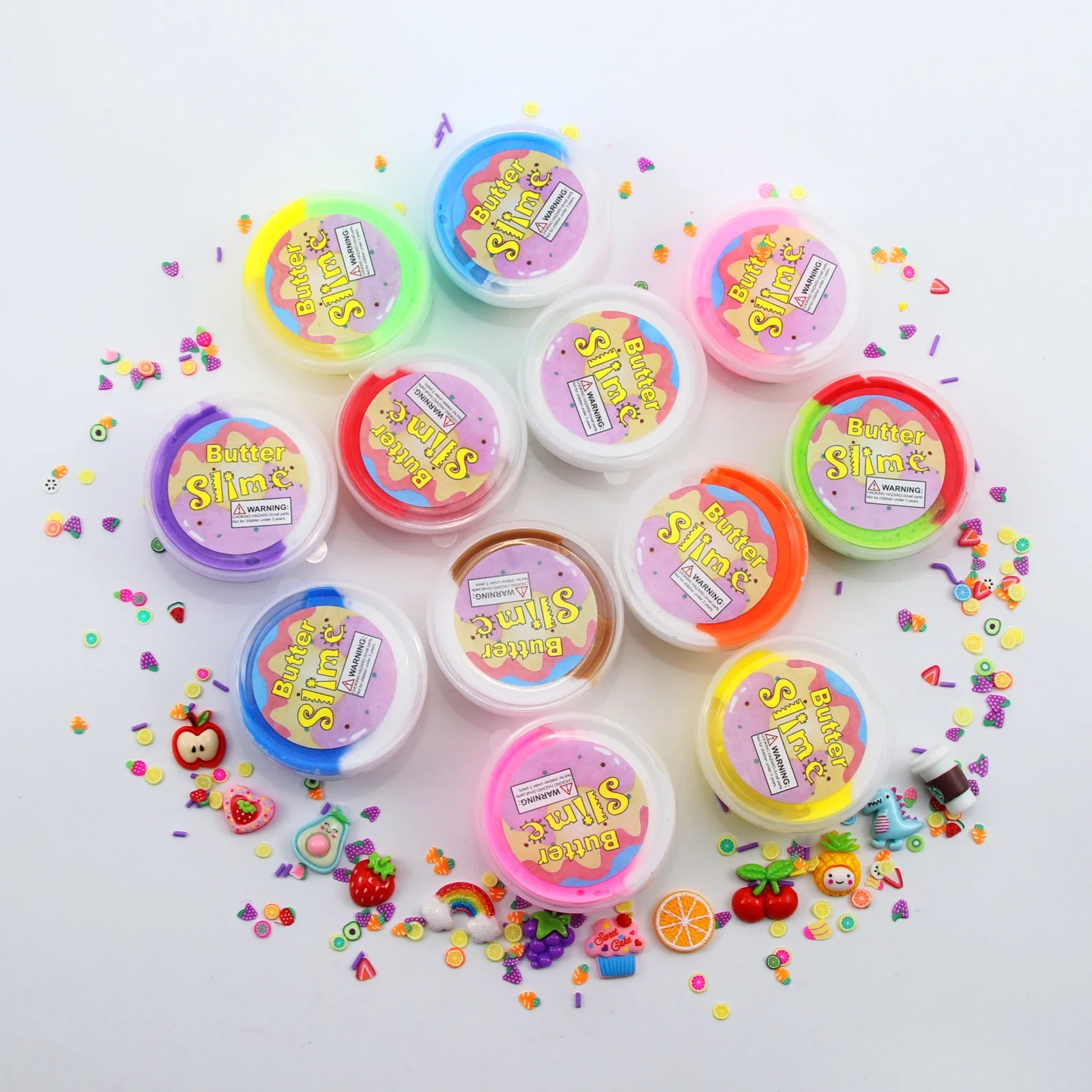 12pcs Slime Fluffy Esponjoso Kit Butter Mud Color Cotton Set with Colored Mud  Slime Enfant  Arcilla Polimerica