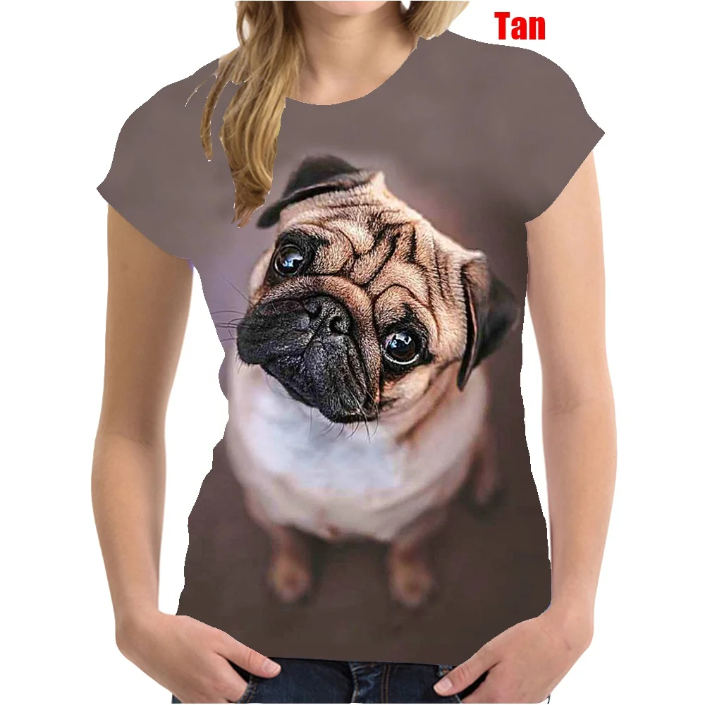 Summer Hot Sale 3D Dog Women's Fashion Slim T-shirt 3D Printing T-shirt Short-sleeved T-shirt Casual Round Neck Top