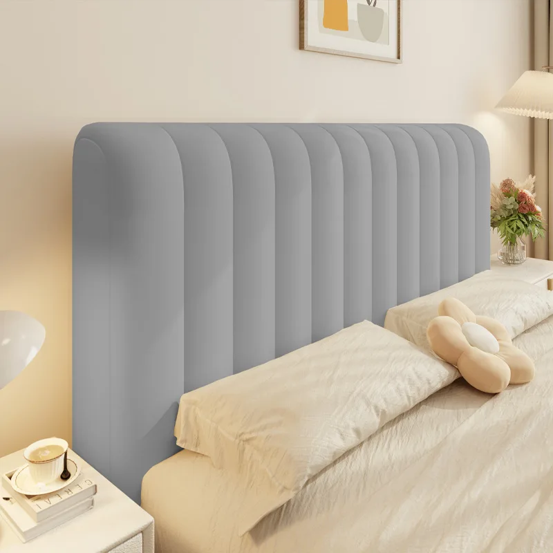160/180cm All-inclusive Thicken Velvet Head Cover Solid Color Quilted Bed Headboard Cover for Curvy Anti-dirt Bed Backrest Cover