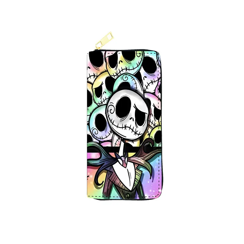 New Disney Cartoon Nightmare Before Christmas PU Zipper Wallet Jack Skellington Money Bag Card Holder Women Surprise Gifts