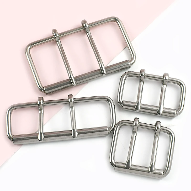1Pc Meetee 52/60/102mm ステンレス鋼ベルトバックル男性用ダブルピンバックルレザーウェビングトライグライドクラスプ調整ローラーフック
