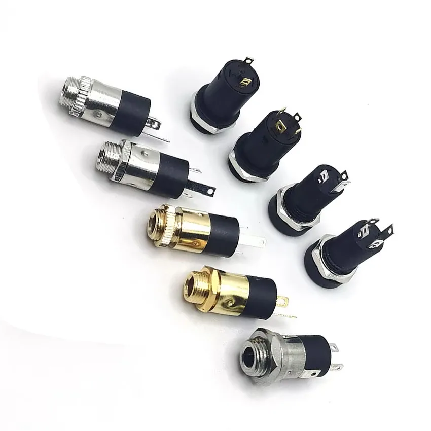 5PCS 3.5mm PJ Series Stereo Female Socket with Screw 3.5 Audio Headphone Jack 3P 4P Vertical Double Channel Connector 392 31640
