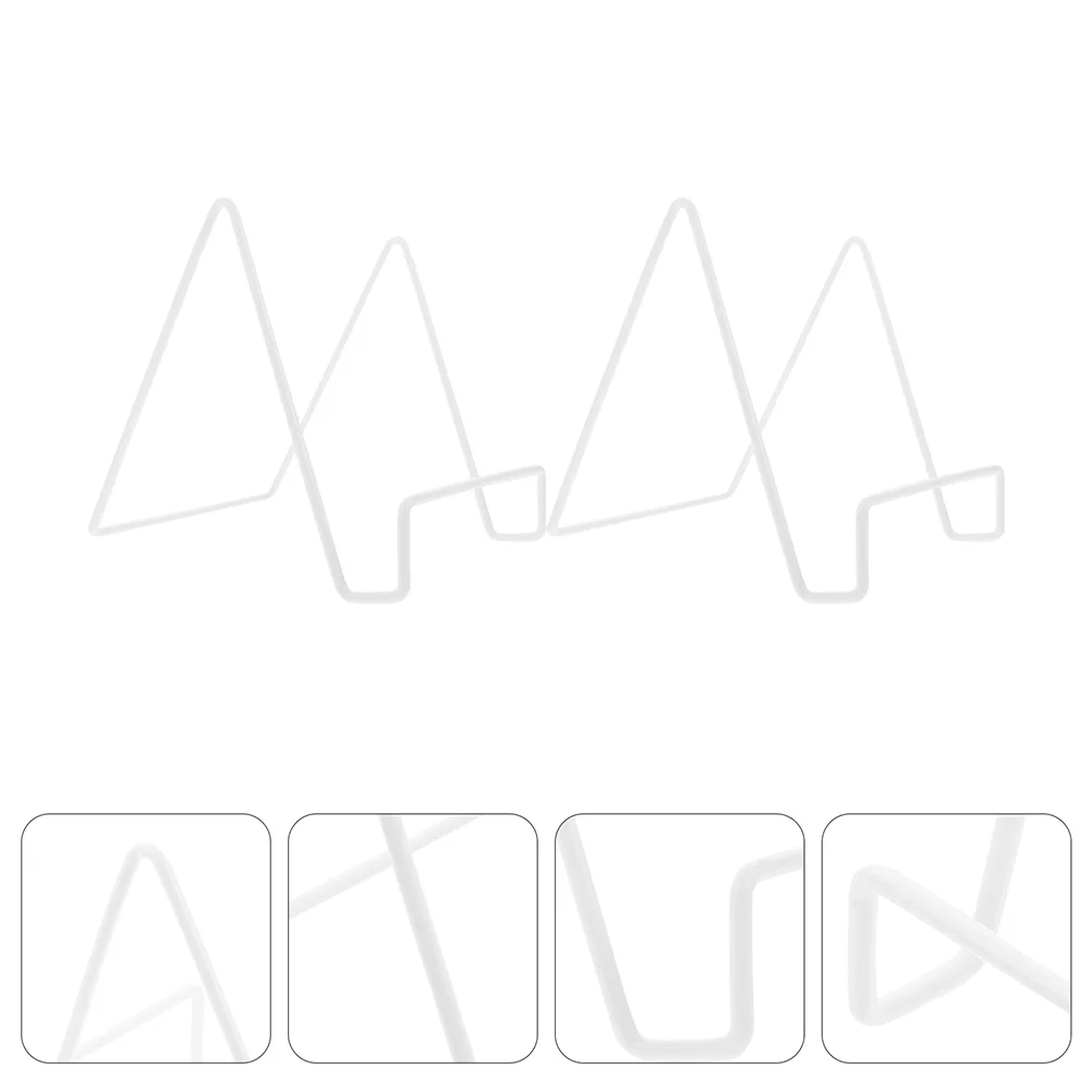 2 Pcs Ornament Stand Metal Picture Display Fall to The Ground Photo Frame Holders Corner Magazine White Elderly Card
