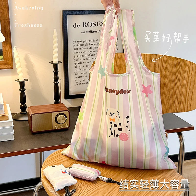 2025 جديد قابل للطي صديقة للبيئة سعة كبيرة حقيبة تسوق الإبداعية الكرتون حقيبة بقالة حقيبة التخزين حقيبة التخزين