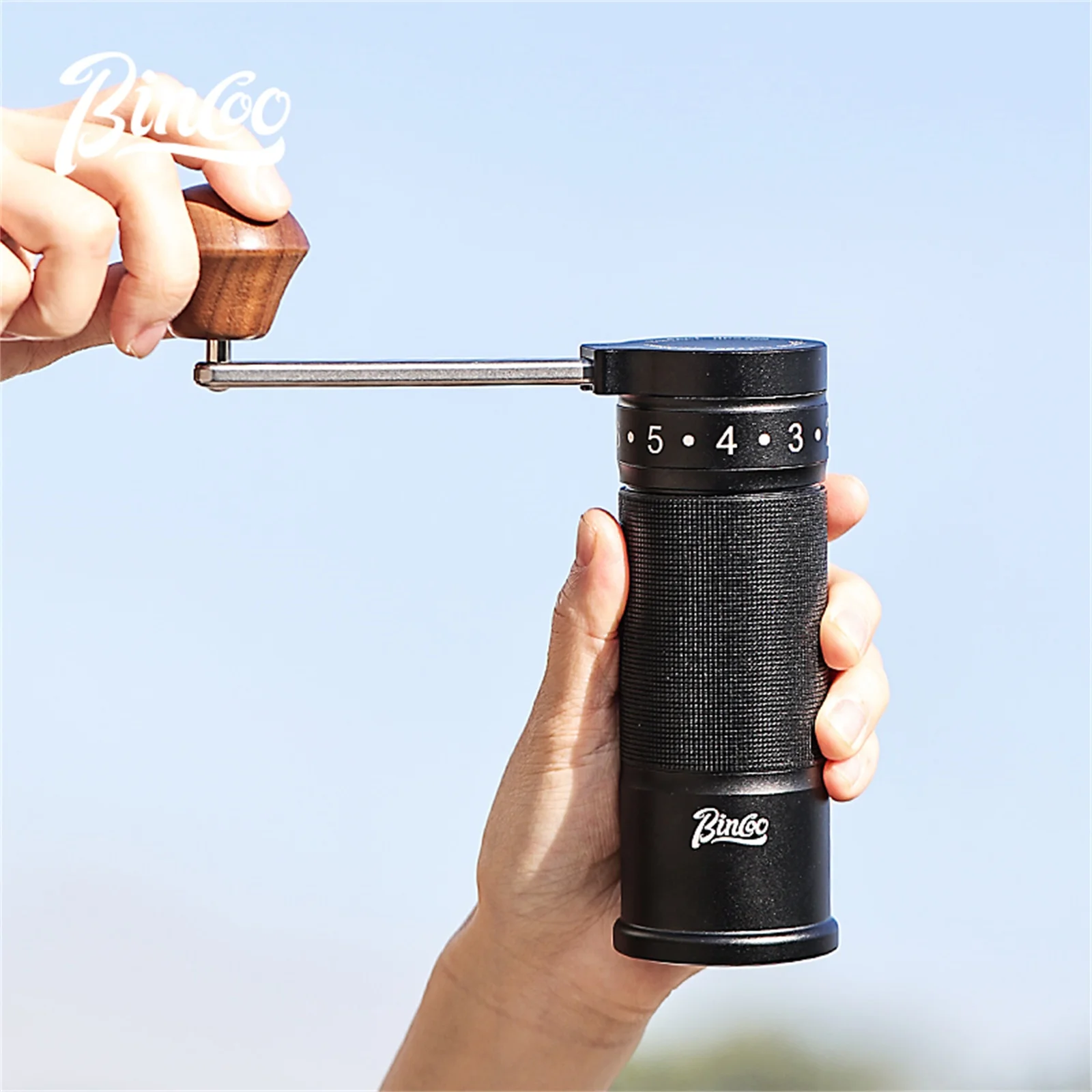 

Кофемолка Bincoo 420, жернова из нержавеющей стали с внешней точной регулировкой, корпус из алюминиевого сплава, портативная ручная кофемолка