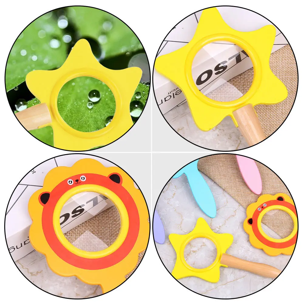 

2Pcs Wooden Magnifying Glass Handheld Educational Plaything Early Cognitive Learning Lens for Child Discovery Magnifying Glass