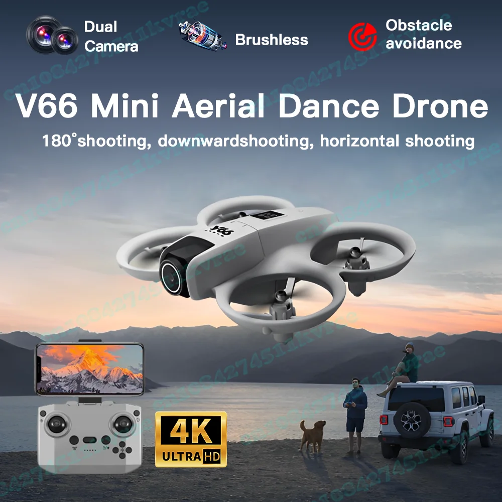 V66 Mini 4K HD Drone 180° Wide Angle Camera WiFi FPV ntelligent Obstacle Avoidance Optical Flow Positioning Drone RC Quadcopter