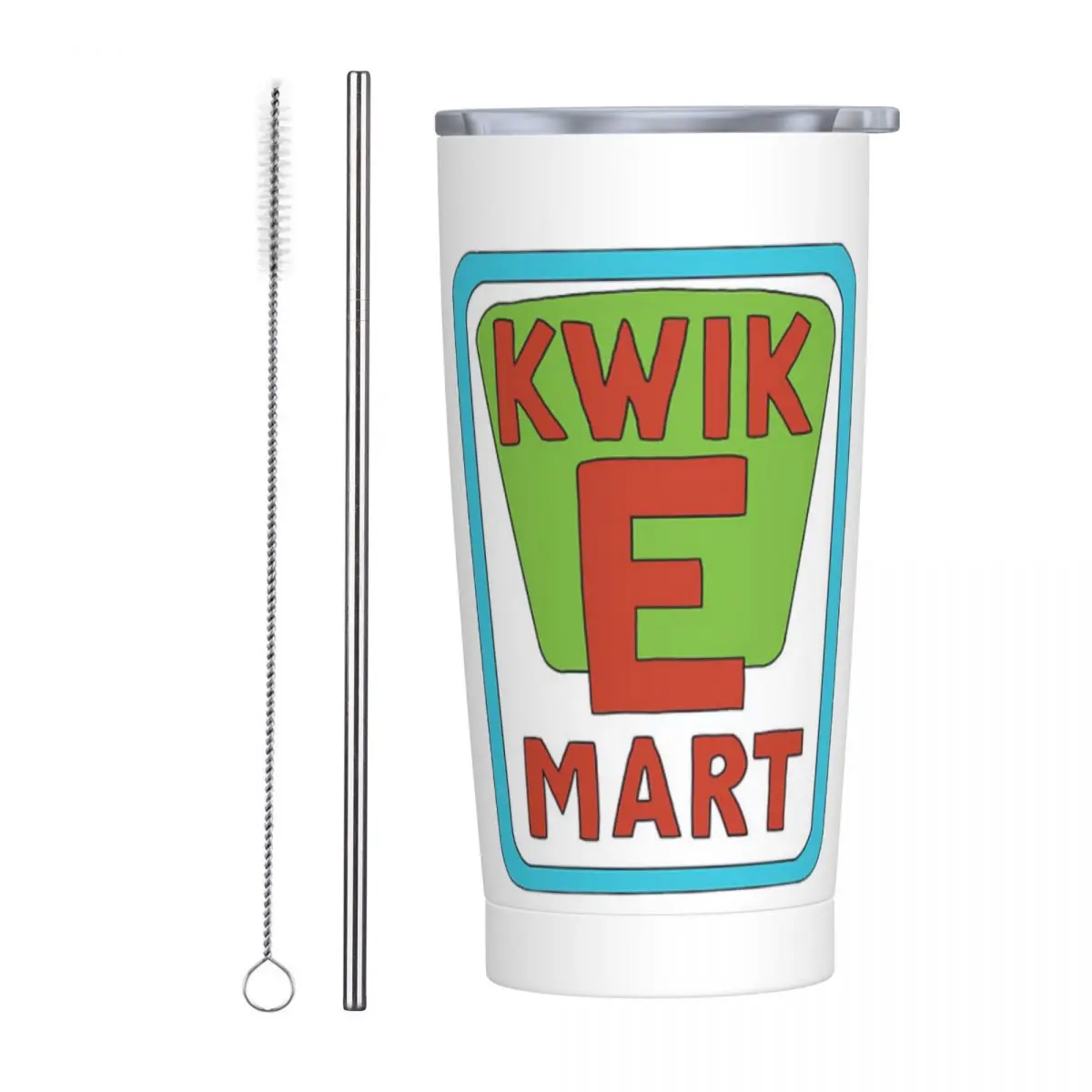 Kwik E Mart Simpsons Logo Stainless Steel Tumbler Vacuum Insulated Mugs Thermal Cold Bottle Straw With Lid 20oz