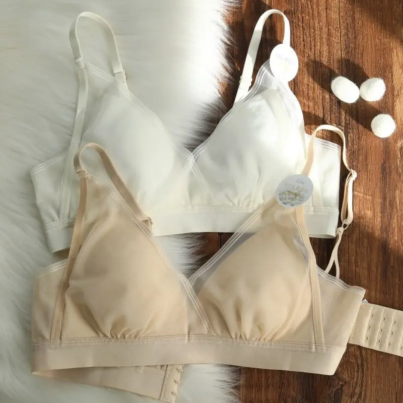 High Quality Mulberry Silk Women Lingerie French Thin Cup Push Up Bra Sexy Lace Wire Free Summer Breathable Comfort Underwear