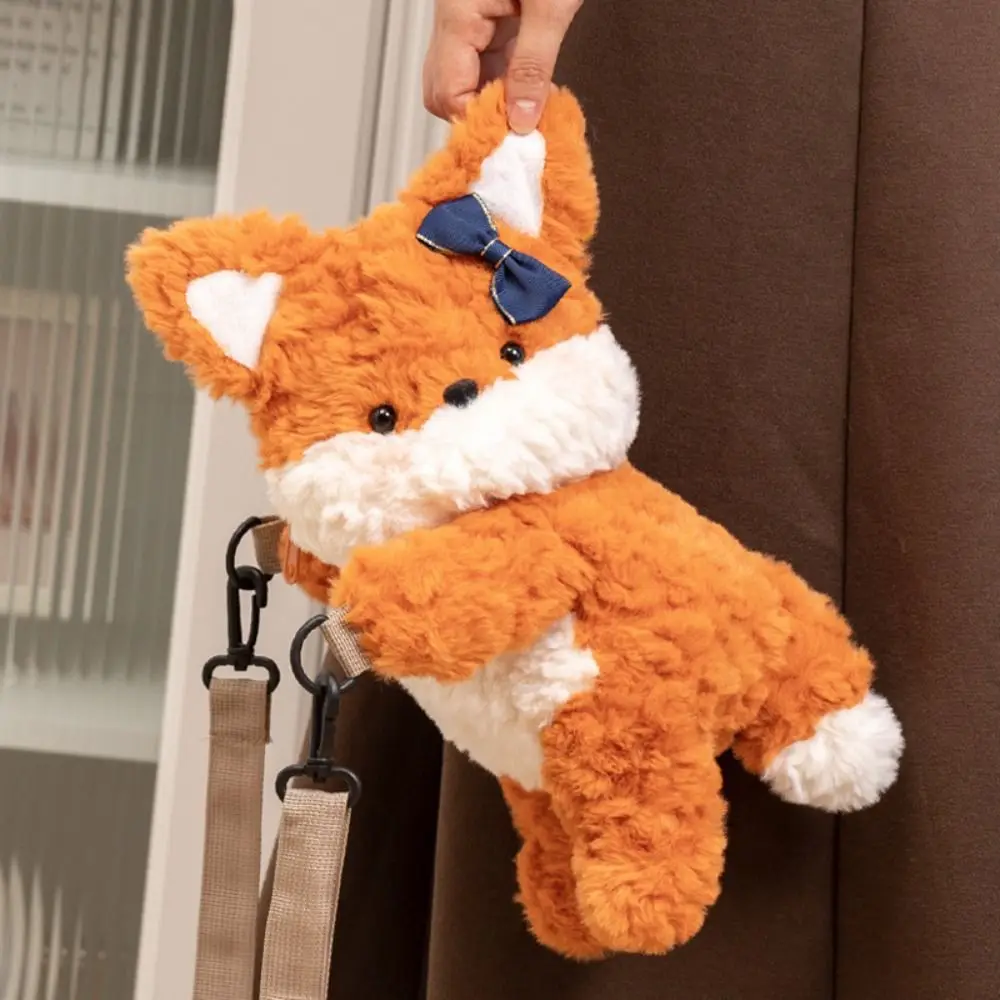 Cartoon Fox Shoulder Bag Handbag Kawaii Fox Plush Doll Crossbody Bag Cute Coin Purse Messenger Bag