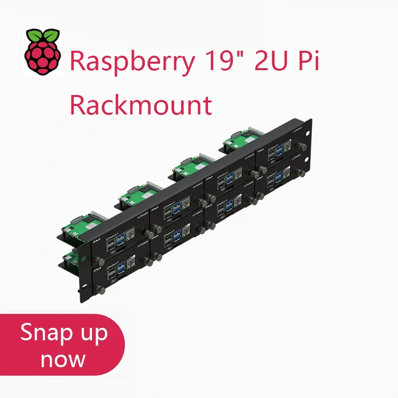 

UCTRONICS 19" 2U Raspberry Pi Rackmount, Metal Double-Tier Rack Mount Kit Supporting 8 Raspberry Pi 4B,3B/3B+ Boards and More Ad