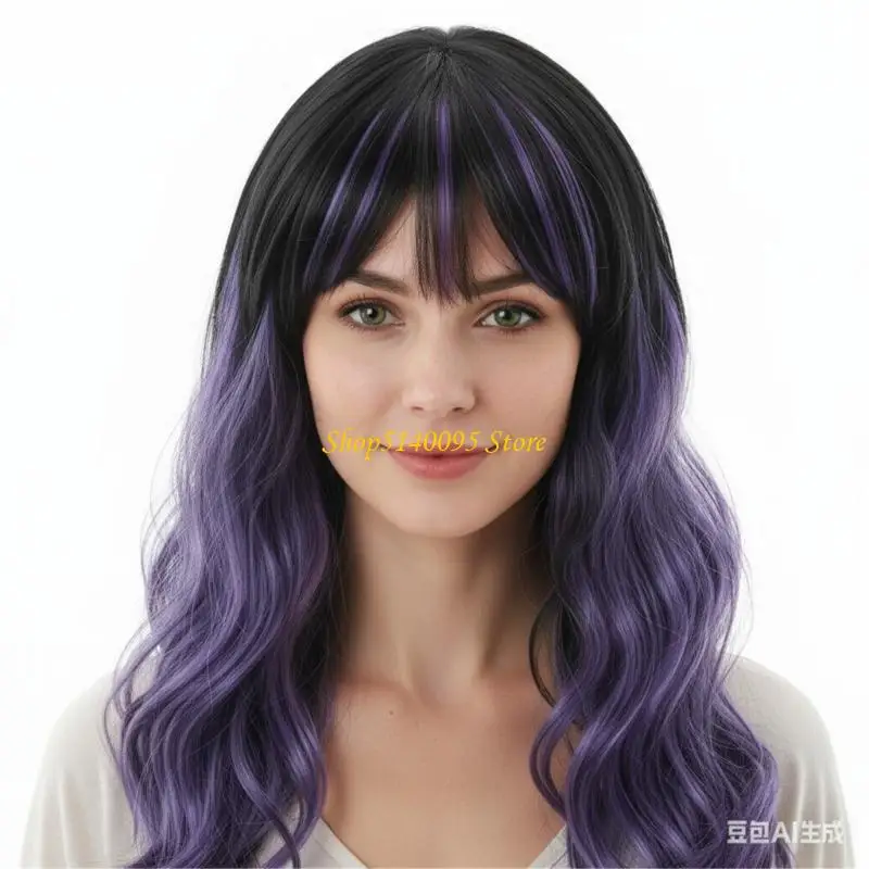 DXAE 파티 가발 긴 물결 모양의 곱슬 가발 코스프레 가발 할로윈 가발 Bang Omber 의상 가발 여자 여자를위한 가발 척