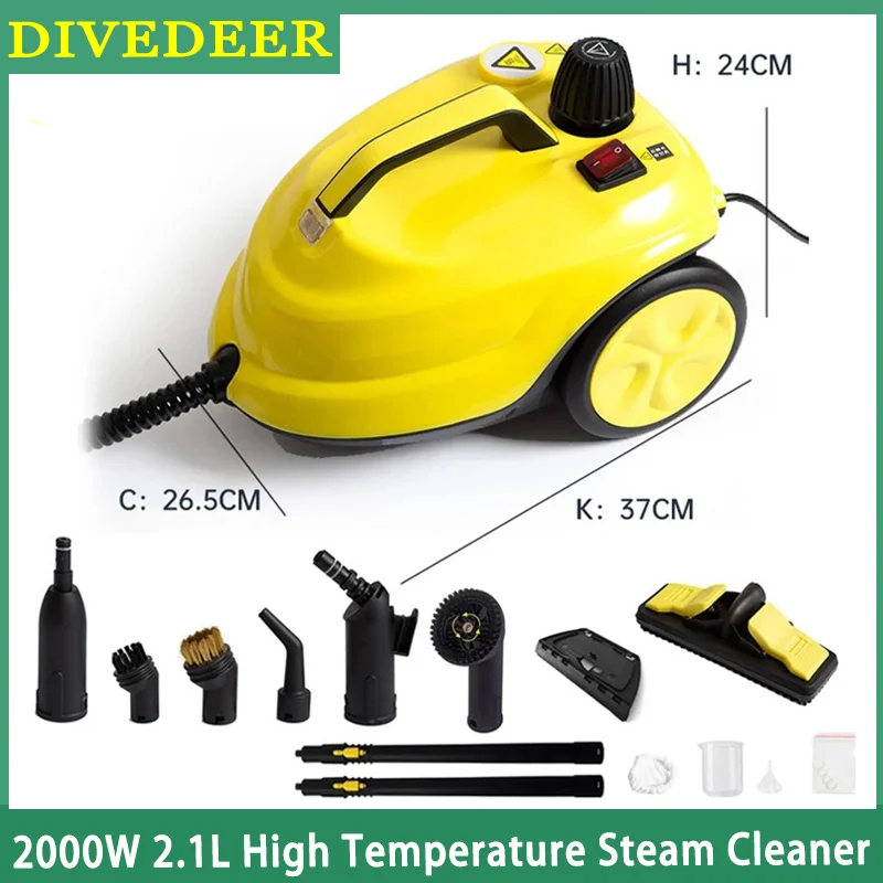 DIVEDEER 2000W Wielofunkcyjna myjka parowa Sterylizacja w wysokiej temperaturze Myjka parowa do wnętrza samochodu do podłóg w kuchni