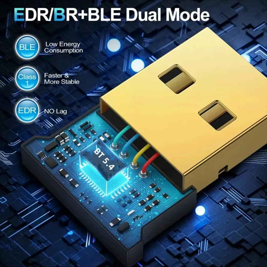 USB بلوتوث محول بلوتوث 5.4 5.3 5.1 5.0 دونغل أجهزة إرسال الصوت اللاسلكية استقبال للكمبيوتر المحمول ويندوز 11/10/8.1/7