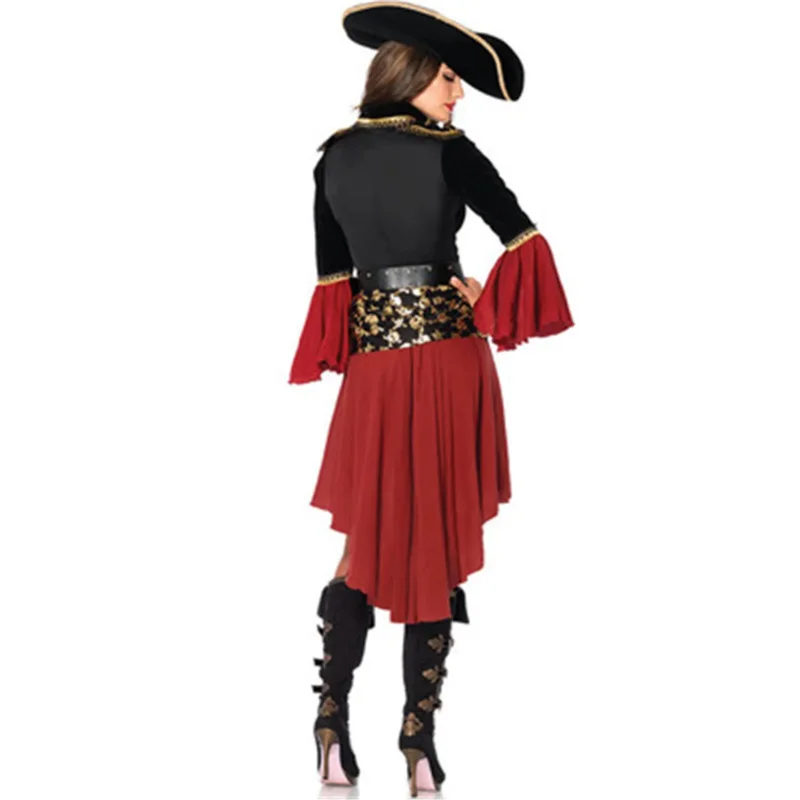 Halloween Carnaval Costume trucco danza pirata rosso Cos adulto femminile Caribbean Pirate Performance abbigliamento Sexy uniforme Cosplay
