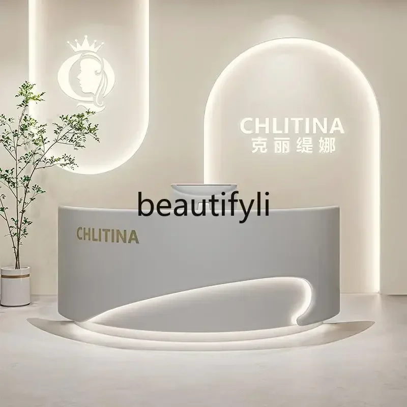 54Beauty salon fiberglass checkout page Simple environmentally friendly clothing, reception bar company, curved front deskSSS