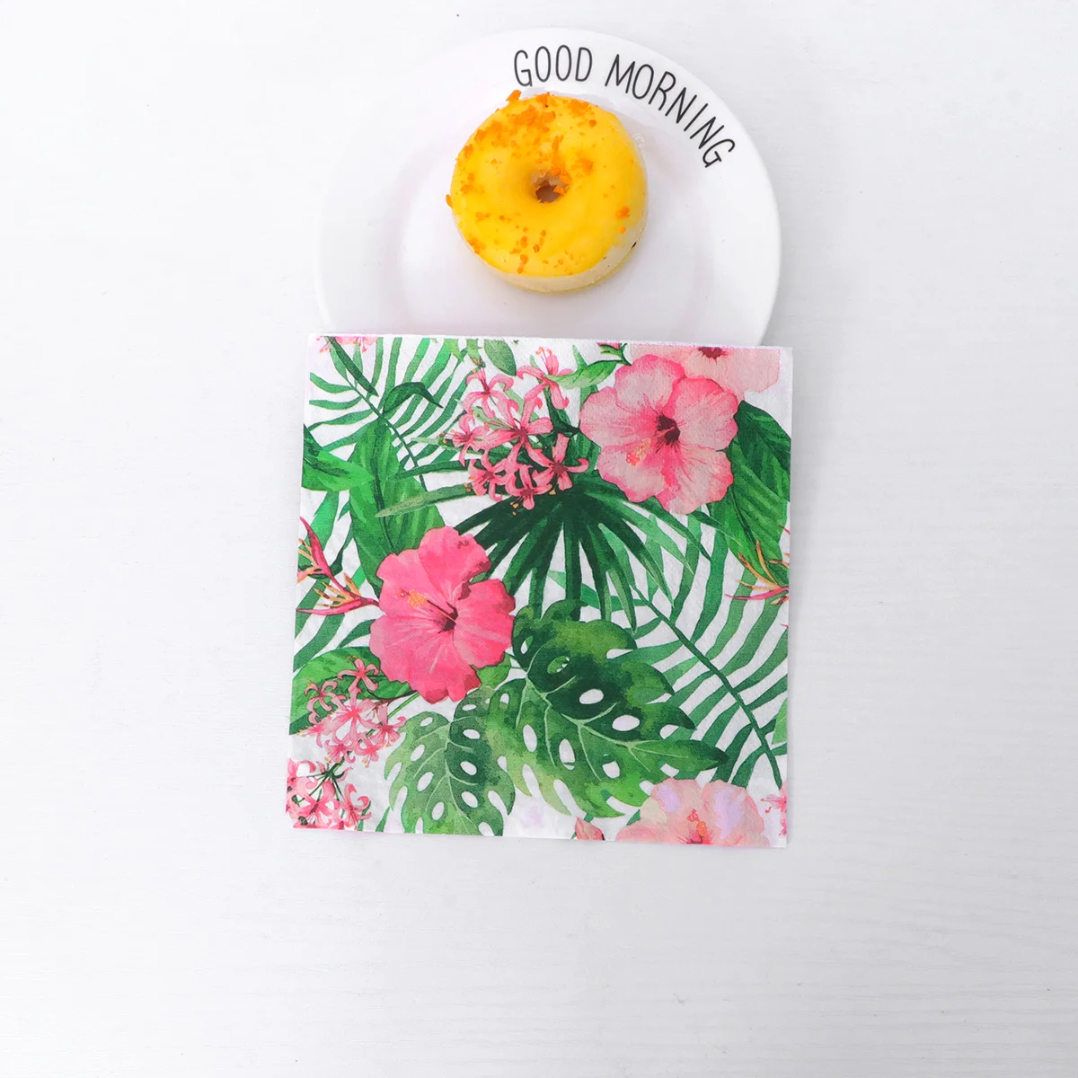 20PCS Hawaii Disposable Party Supplies Decorative Monstera Flower Napkins Paper Party Napkins for Summer Carnival