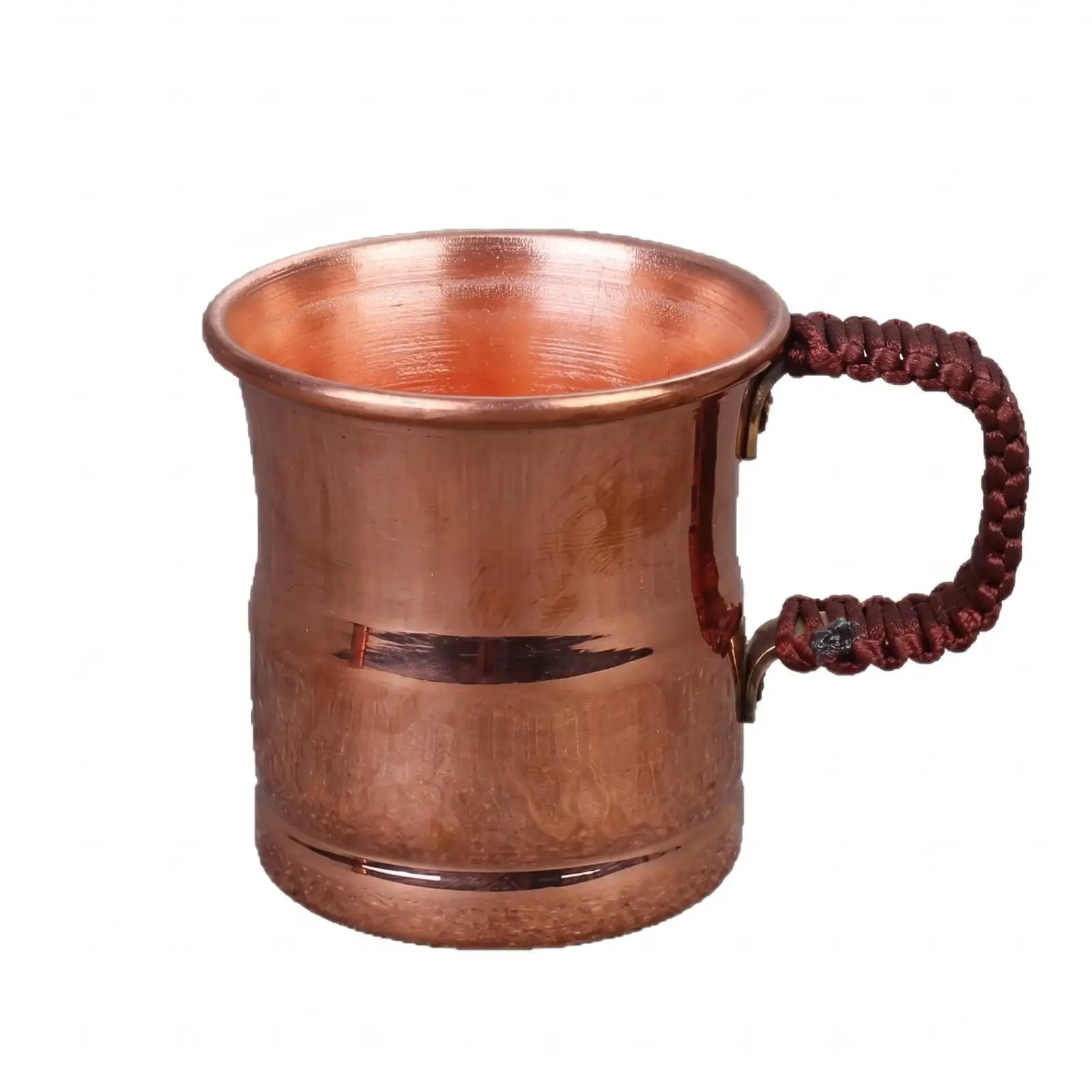 Handmade Copper Cup Braided Handle Pure Copper Cup Flared Rims Drinkware