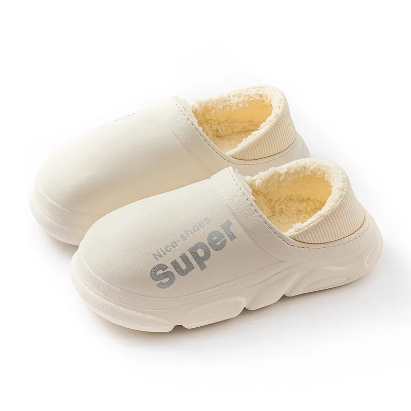 Women Men Winter Warm Slippers Slip On Scuff Clogs EVA Soft Sole Waterproof Slides Short Plush Platform House Shoes Indoor Mules