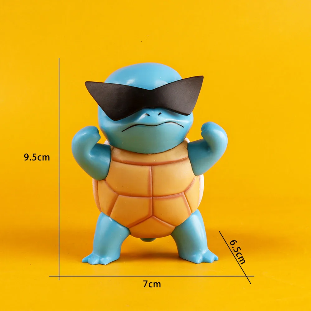 3Styles 9cm Pokemon Squirtle Wear Sun Glasses Action Figure PVC GK Model Colletible Office Desktop Decoration Kids Birthday Gift