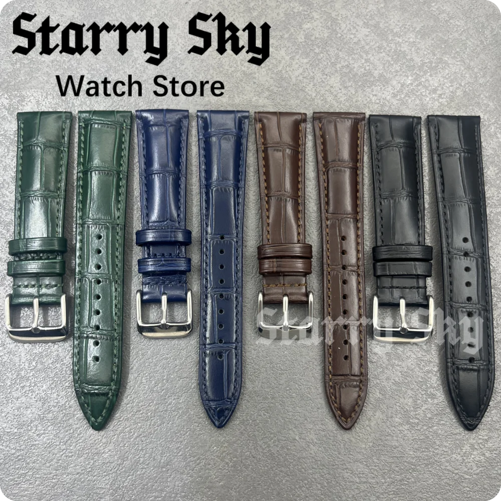 

Высококачественный кожаный ремешок для часов Starry Sky 20 мм (зеленый/синий/коричневый/черный) с серебряной пряжкой, подходит для часов 36 мм/39 мм/40 мм, аксессуары для часов