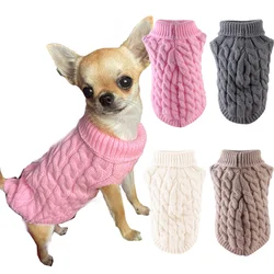 Classico solido Chihuahua cucciolo di cane maglione per cani di piccola taglia inverno caldo vestiti per animali Yorkshire Schnauzer pullover disfraz de perro