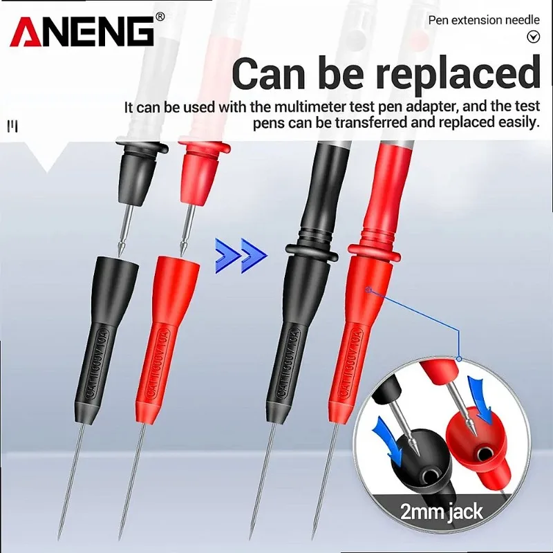 ANENG PT2002 Insulation Multimeter Test Probe 10A 600V 2mm Piercing Needle 1mm Pin Non Destructive
