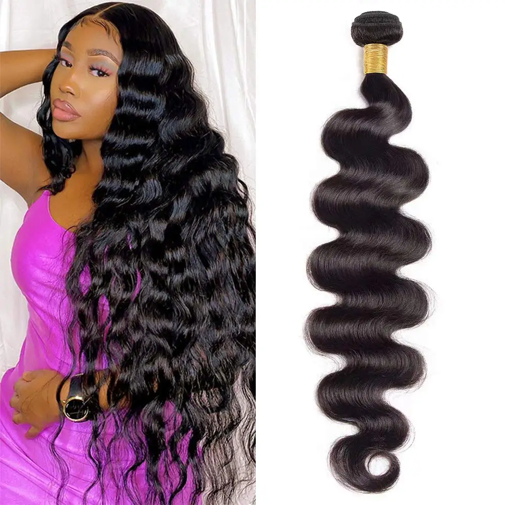 Body Wave Bundle 20 22 24 Inch Human Hair Bundles Brazilian Hair Bundles 100% Unprocessed Weave Bundles Human Hair For Women #1b