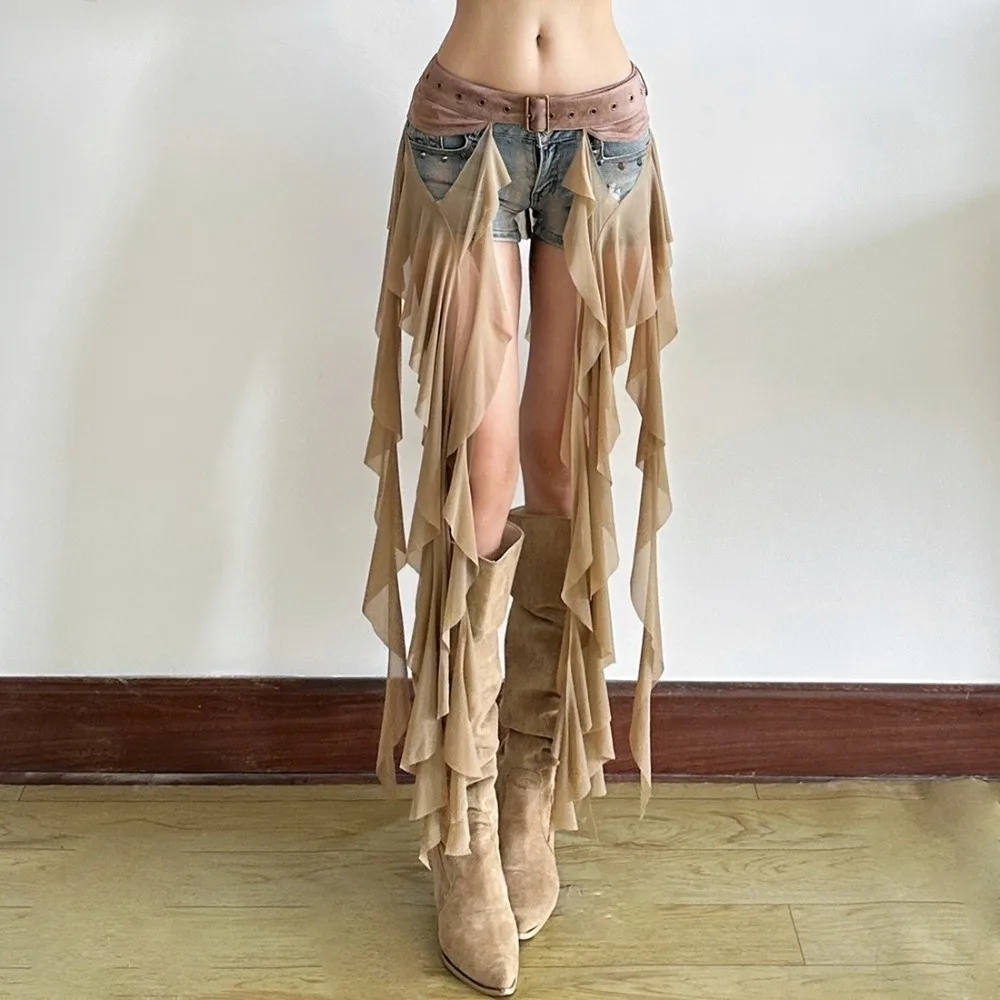 

Модные нерегулярные ремни с оборками для женщин, длинная кисточка, сексуальный пояс с регулируемой пряжкой, белая мини-юбка, уличная одежда