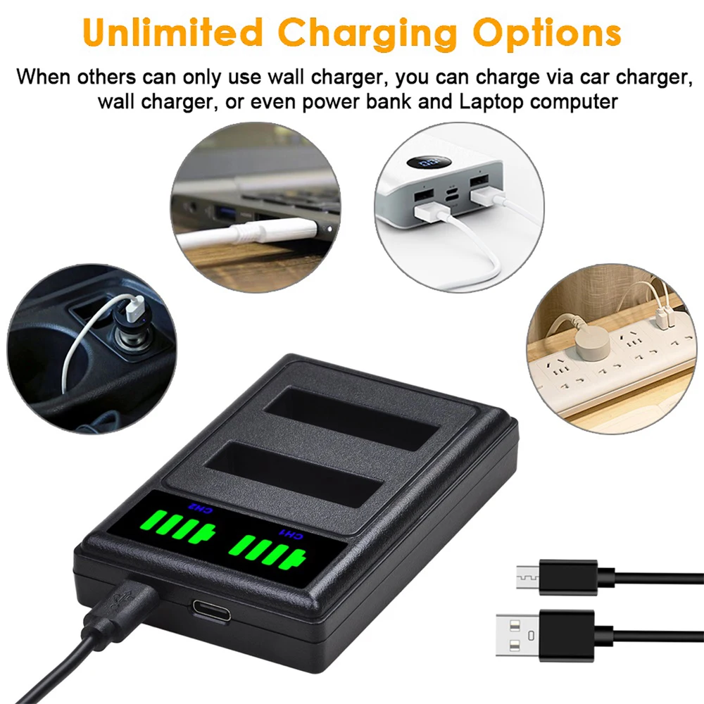 Светодиодное двойное зарядное устройство Pickle Power для женской лампы, аккумулятор BLH7E для Panasonic Lumix