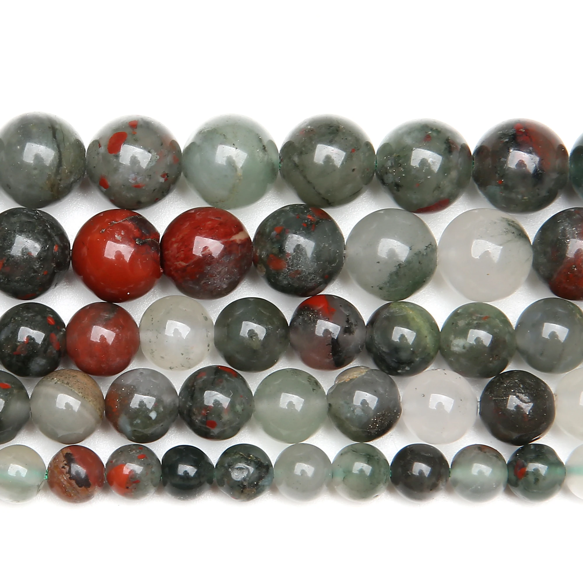 Natural African Bloodstone Round Gem Beads 15\