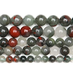 Natural African Bloodstone Round Gem Beads 15