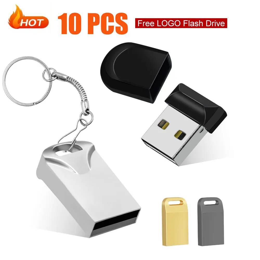 

10 шт./лот USB 2.0 флэш-накопители высокоскоростной флэш-накопитель с бесплатной цепочкой 64 ГБ черный супер мини-металлический флэш-накопитель 32 ГБ 8 ГБ