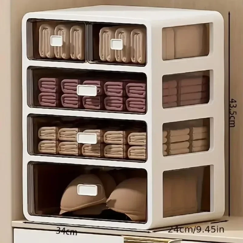 4-Layer dust-proof clothing storage device, household drawer storage container, plastic underwear wardrobe storage box
