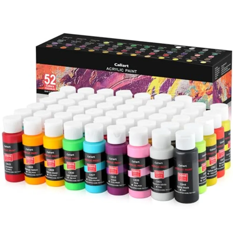 

Acrylic Paint Set, 52 Colors Art Supplies Craft Paints for Adults Artists, Canvas Ceramic Rock Painting Kit