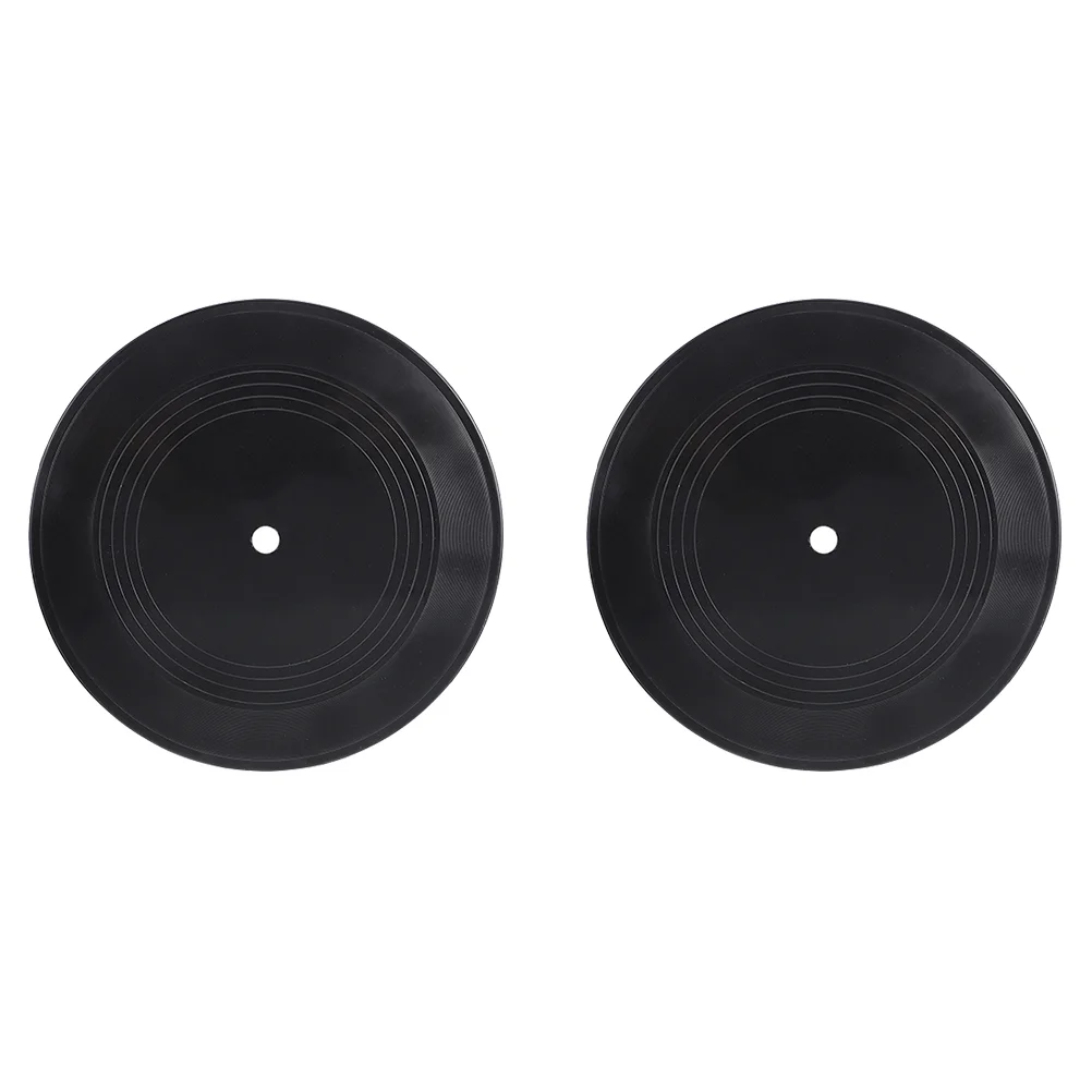 

2 Pcs Vintage Decor Vinyl Record Decoration Shaped Wall Household Interior Adornments Decorate Records Retro Black Office