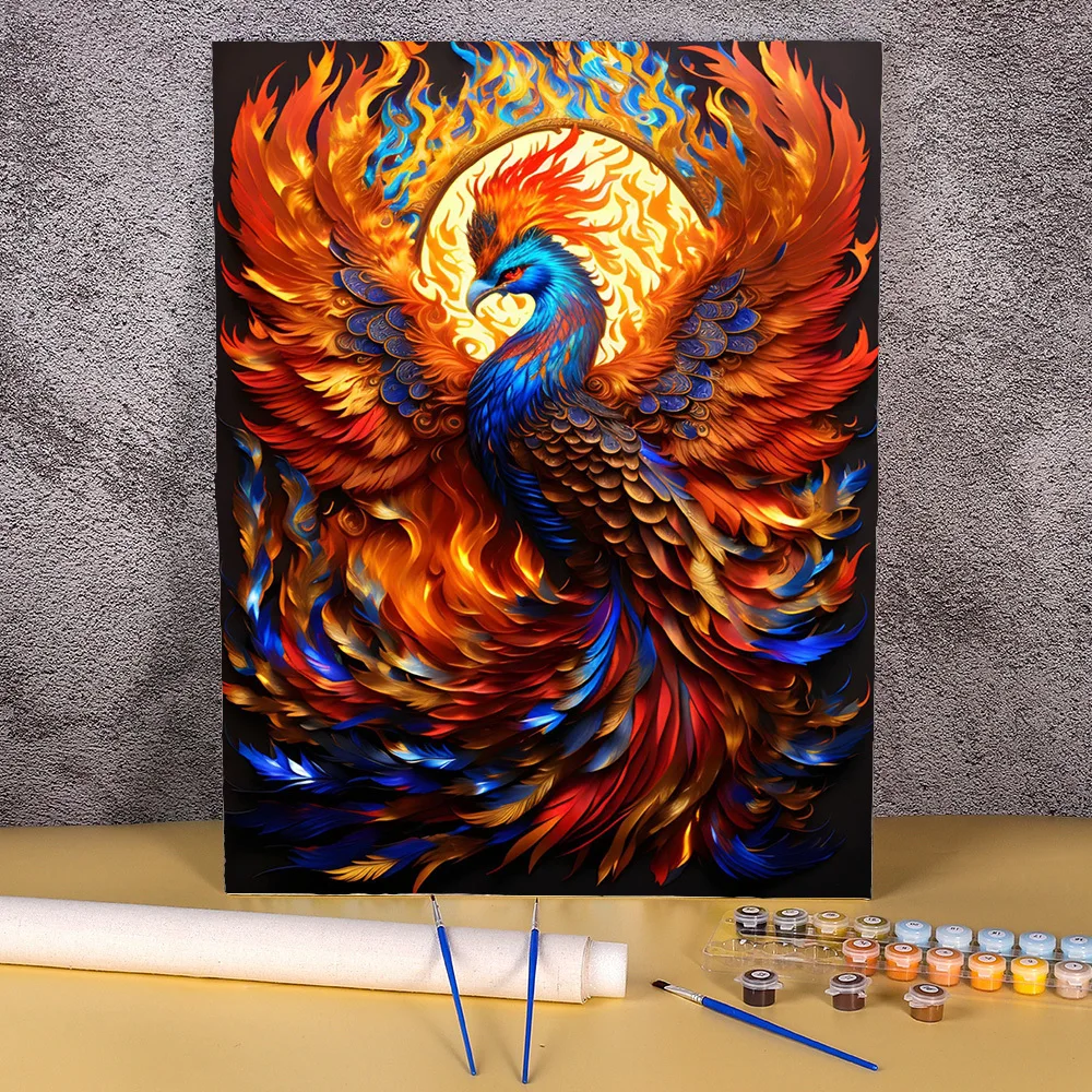 Fire Phoenix Painting By Numbers For Adults DIY Kits HandPainted Cartoon Picture On Canvas Oil Paint Drawing Coloring By Number